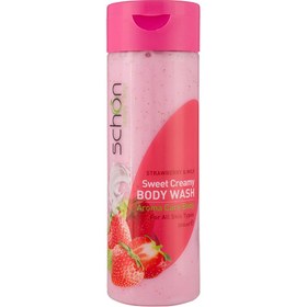 تصویر شامپو بدن کرمی شون شیر توت فرنگی 300 میل Schon Strawberry & Milk Creamy Body Wash 300ml