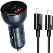 تصویر شارژر فندکی باسئوس مدل TZCCKX_0G به همراه کابل تبدیل USB-C 