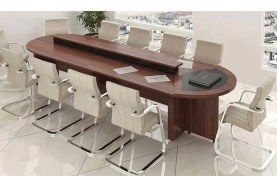 تصویر میز کنفرانس آبنوس جنس ام دی اف پایه باکسی کنسول دار نیم گرد کد C713 قابل سفارش در ابعاد و رنگ های مختلف conference table C713