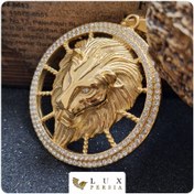 تصویر پلاک استیل شیر نگین دار 