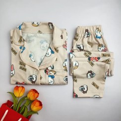 تصویر بلوز و شلوار اسپرت جلو دکمه رافل 