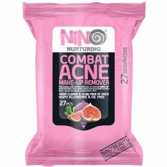 تصویر دستمال مرطوب آرايش پاک کن 27 برگ ضد آکنه نینو nino combat acne make up remover 27pcs