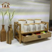 تصویر استند چوبی کشو دار مینیمال 