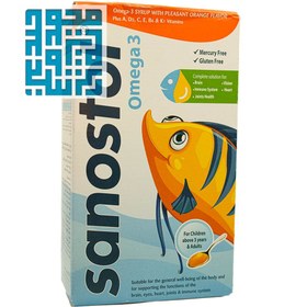 تصویر شربت مولتی ویتامین + امگا3 سانستول 155 میلی لیتر Syrup Omega3 Sanostol 155ml