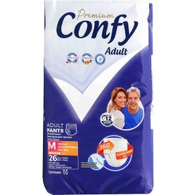 تصویر پوشینه شورتی بزرگسال کانفی سایز متوسط بسته 26 عددی confy adult pants 26psc