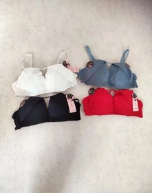 تصویر سوتین تک پوش اپ سایز ۶۰-۷۰ رنگ قرمز و مشکی و سفید و طوسی 