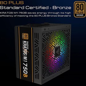 تصویر پاور کامپیوتر 750 وات گیم دیاس مدل KRATOS M1-750B GAMDIAS KRATOS M1-750B Bronze 80 PLus 750W RGB PSU