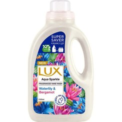 تصویر مایع دستشویی گالونی " Aqua Sparkle " لوکس - ( سفید ) حاوی گلیسیرین و مرطوب کننده گیاهی، با رایحه نیلوفر آبی و ترنج ( 1.5 لیتر ) 