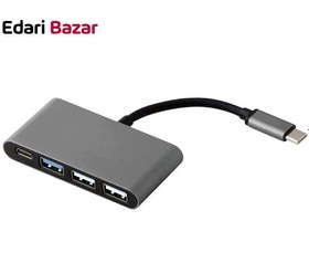 تصویر هاب 4 پورت تایپ سی USB-C مدل B-404 B-404 Type-C 4-port hub