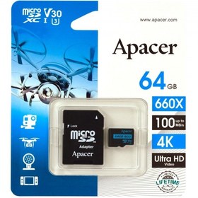 تصویر کارت حافظه اپیسر 64 گیگابایت مدل Apacer microSDXC SDHC UHS - I U3 V30 