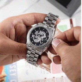 تصویر ساعت مردانه رولکس دراگون برجسته قاب حکاکی با ارسال رایگان و جعبه چوبی rolex 