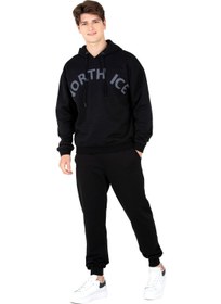 تصویر سویشرت مشکی ساده مردانه با یقه گرد مدل Ni202140536 برند north ice Ni202140536 Crew Neck Normal Plain Black Men's Sweatshirt