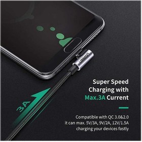 تصویر کابل تبدیل 90 درجه USB-C به USB2.0 A یوگرین مدل US284-50942 طول 2 متر Ugreen US284-50942 Angled USB-C Male To USB2.0 A Male 3A Data Cable(90°Angle)