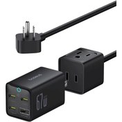 تصویر شارژر رومیزی 67 وات بیسوس مدل PowerCombo 67W Baseus PowerCombo Mini Power Strip AC+1U+3C 67W 1.5m US E00058202123-00 CCGAN67C6-S