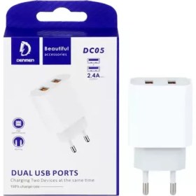 تصویر شارژر دیواری 12W فست دو پورت DENMEN مدل DC05 