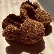 تصویر پاپوش بچه‌گانه خزدار قهوه‌ای مدل زمستانی سایز ۱۰ و ۱۲ - 10 / پسرانه baby brown furry slippers