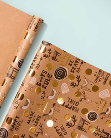 تصویر 3 برگ کاغذ کادو طلاکوب – 18152 