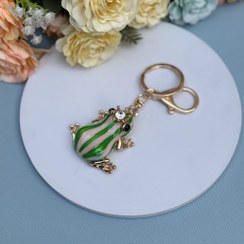 تصویر جاکلیدی و آویز کیف فلزی نگین کاری شده 