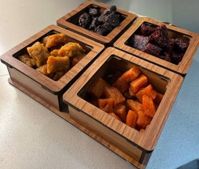 تصویر حبه میوه ۴ گانه انبه، آلو شابلون، انجیر و زردآلو 