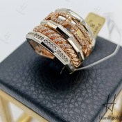 تصویر انگشتر طلای زنانه ، دو رنگ اتمی ، طرح پورتوفینو ( آرشا گالریا ) 