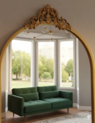 تصویر آینه قدی تاج‌دار هلالی سایز ۶۰ در ۱۶۰ قاب فلزی 