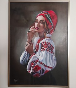 تصویر تابلو نقاشی رنگ روغن رئال،امپرسیونیسم دختر یونانی Oil painting