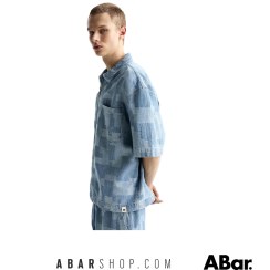 تصویر پیراهن مردانه اورجینال پل اند بیر PULL&amp;BEAR Oversized short sleeve shirt 