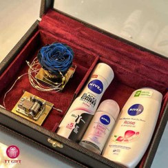 تصویر پکیج رز جاودان آبی موزیکال و ست Nivea ویژه بانوان 