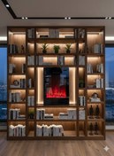 تصویر شومینه برقی 90×60 با گرما عمودی 