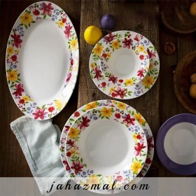 تصویر سرویس چینی زرین 6 نفره غذاخوری ملیکا (35 پارچه) Zarin Iran Shahrzad Melika 35 Pieces FDC Dinnerware Set