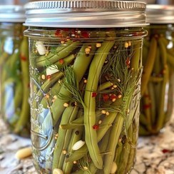 تصویر ترشی لوبیا سبز تخمیری یک کیلویی Fermented green beans