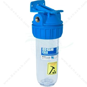 تصویر هوزینگ 10 اینچ ورودی 1/2 اینچ سوفیلتر - پلی اتیلن PE مقاوم - رزوه پلاستیک - شفاف Water Filter Housing 10 inch with 1/2 inch input soufilter