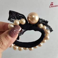 تصویر کش مو مرواریدی روبان توری کد 31 