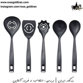 تصویر سرویس 5 پارچه کفگیر و ملاقه نسوز کرکماز مدل نورا - مشکی Korkmaz Nora 5 Piece Service Set