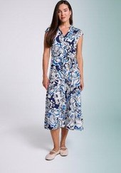 تصویر لباس زنانه میدی بدون آستین یقه‌ پیراهنی با طرح‌دار شیک Defacto 