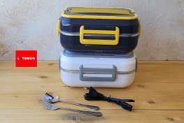 تصویر ظرف غذای برقی سه خانه یک و نیم لیتری - سورمه ای 