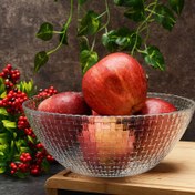 تصویر کاسه شیشه ای پاشاباغچه مدل 10458 سایز ۲۵ سانتی متر طرح حصیری 