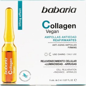 تصویر ویال (آمپول) سفت کننده و ضد چروک صورت باباریا babaria مدل کلاژن COLLAGEN VEGAN حاوی 5 ویال 2 میل COLLAGEN VEGAN AMPOULES babaria