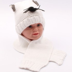 تصویر کلاه و شال گردن نوزادی(3-0 ماه) 