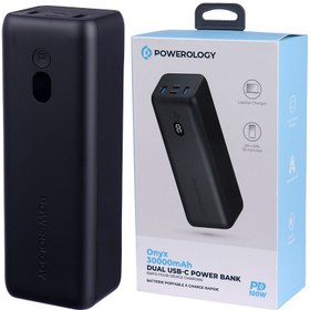 تصویر پاوربانک 30000 میلی آمپری 100 وات پاورولوژی اونیکس مدل Powerology Ppbcha20 ا Onyx 300000mAh Dual Usb-C Power Bank Onyx 300000mAh Dual Usb-C Power Bank