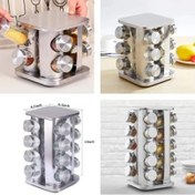 تصویر جا ادویه چرخشی استیل مدل مربع - 12تایی Steel Rotary Spice Holder Square Model