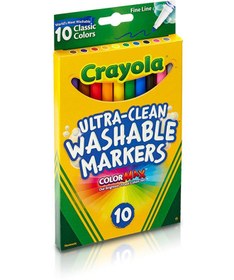 تصویر ماژیک‌های کلاسیک رنگی اولترا کلین بسته ۱۰ عددی برند crayola Ultra Clean Classic Colors Markers 10 Count