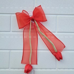 تصویر گیره پاپیون حریر یلدایی مدل لاله 