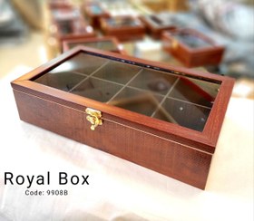 تصویر جعبه تی بگ(تی باکس)چوبی 8خانه مستطیل قهوه ای 210008 Royal Box 