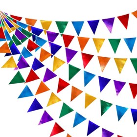 تصویر ریسه رنگی پرچم مثلثی بسته ۱۰۰ متری 