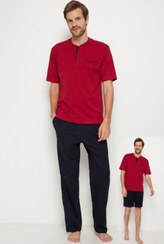 تصویر ست پیژامه مردانه فاق نرمال آستین کوتاه راسته | پیر کاردین Pierre Cardin PC-VCCCLXX 