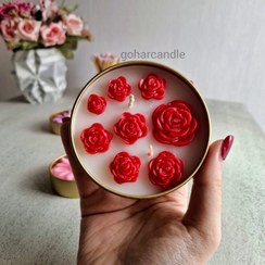 تصویر شمع گل رز قوطی فلزی 