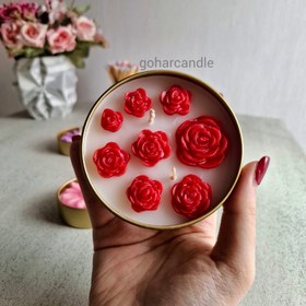 تصویر شمع گل رز قوطی فلزی 