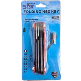 تصویر آچار آلن شش گوش H چاقویی تاشو 8 عددی اسکای SKY مدل ST-2201B 