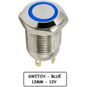 تصویر کلید شستی فشاری استیل LED دار قطر 12V/24V - 12mm 